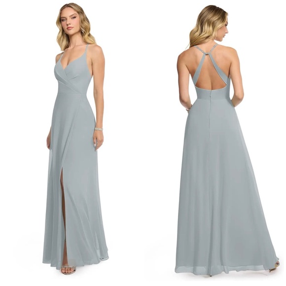 Azazie Dresses & Skirts - Azazie Davis Dolphin Grey Maxi Dress
